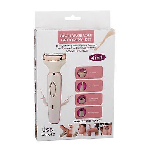 4 in 1 langaton sähköinen naisten partaveitsi ladattava kivuton partakoneen bikinitrimmeri