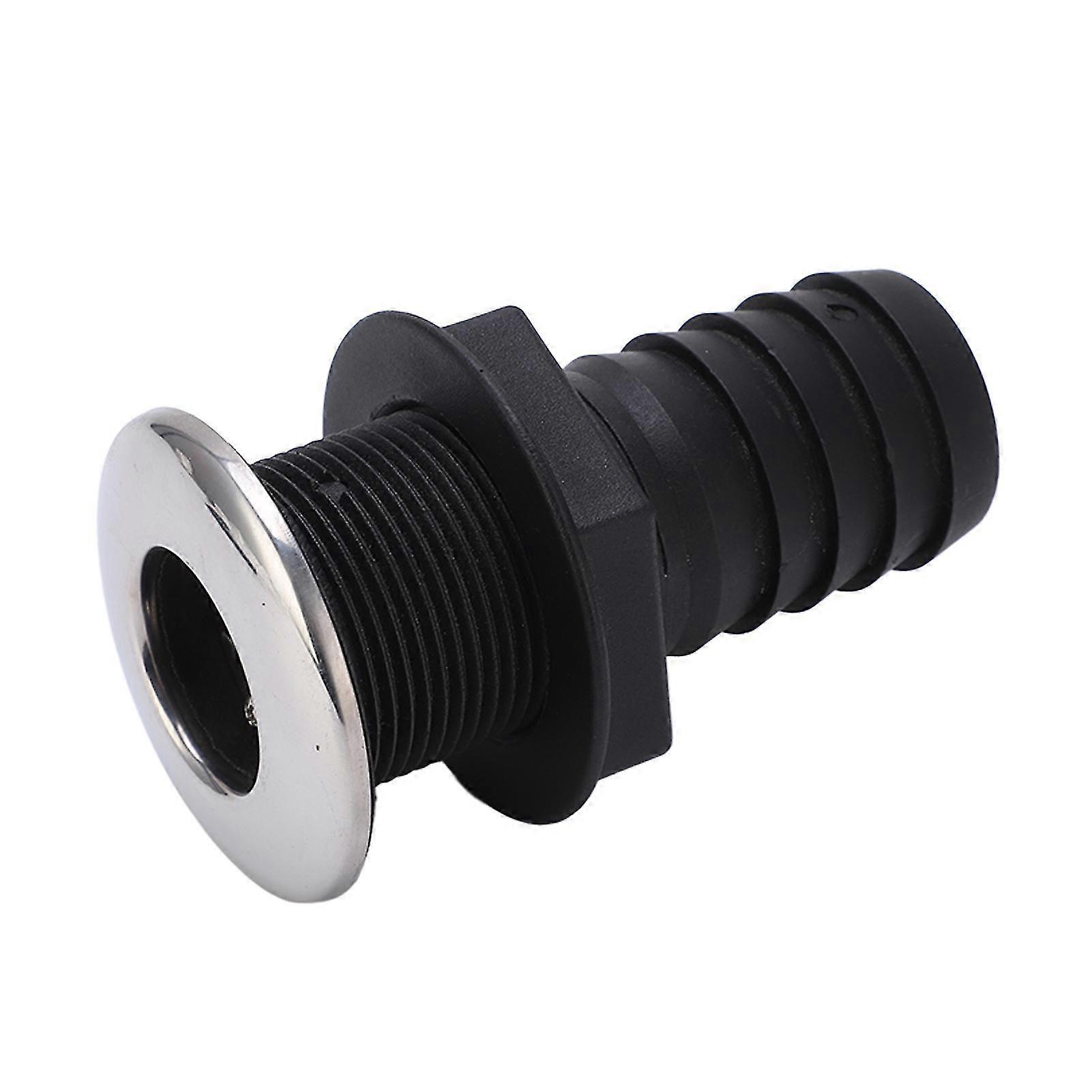 1. 1 12in Black Stainless Steel Through Hull Drain with Straight Flapper Cover for Boats, Yachts, and Ships