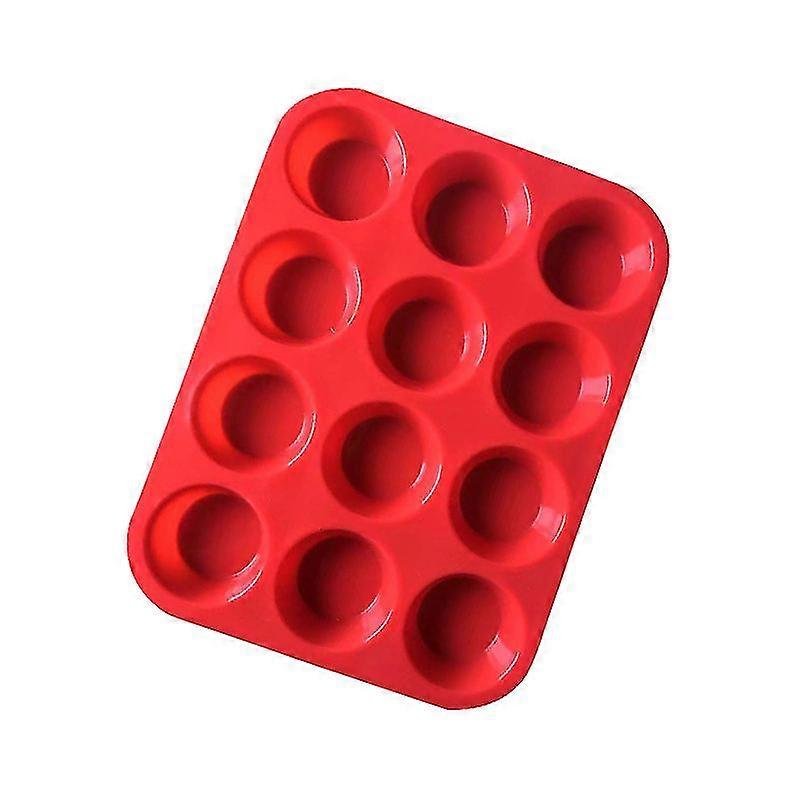 Muffin Trays Nonstick Yorkshire Pudding Tray Quick Release Cupcake Moulds For Making Cake And Muffin(1pcs, Red)