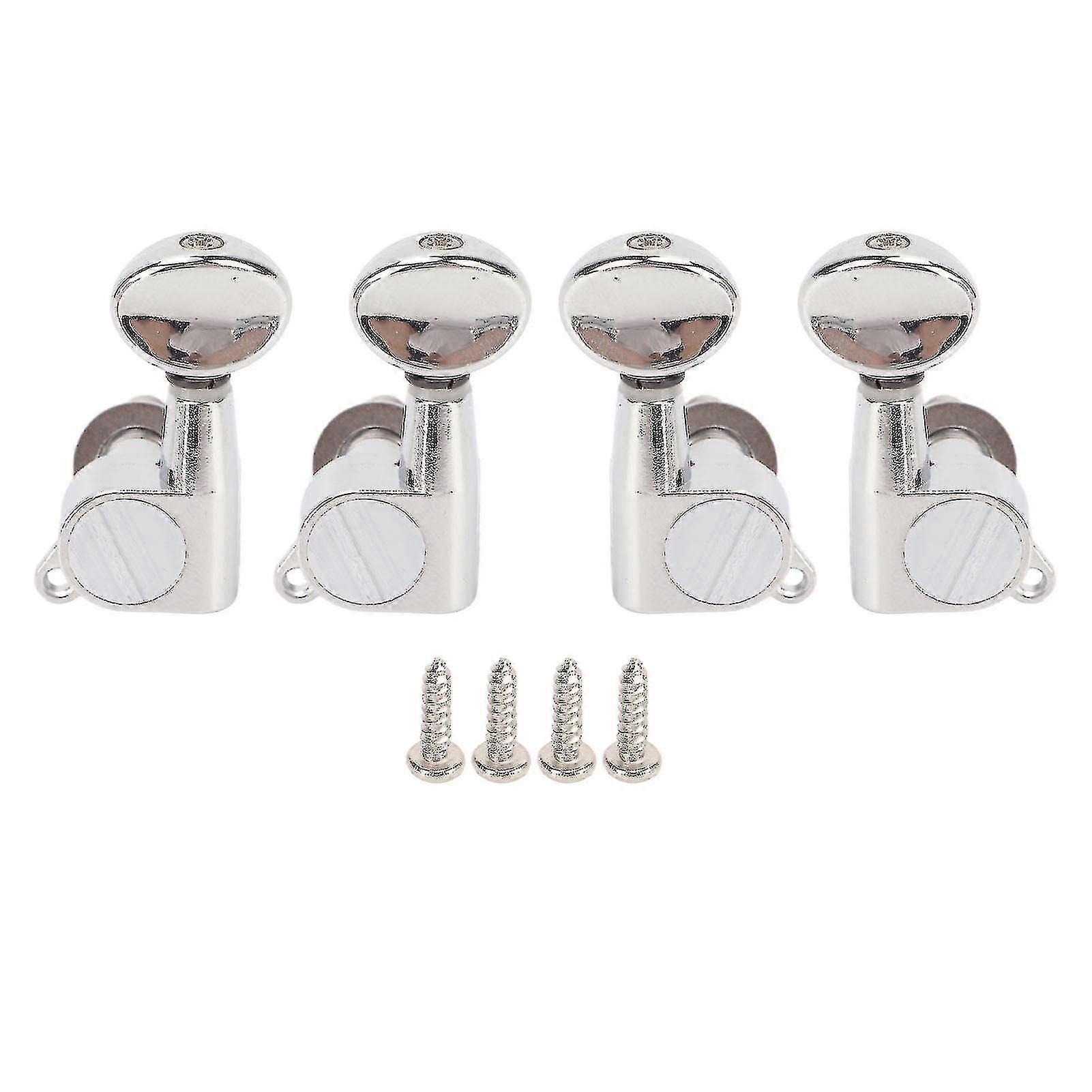 Ukulele Tuner Machine Heads - 4Pcs Fully Enclosed Oval Handle Replacement (2L2R)