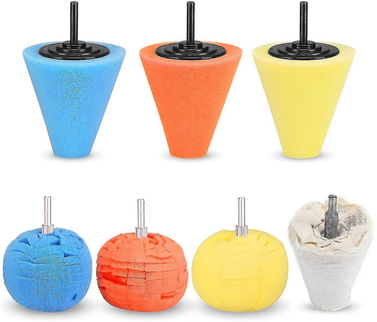 抛光帽和海绵抛光球,7 件 1/4 英寸 6 毫米海绵柄金属
