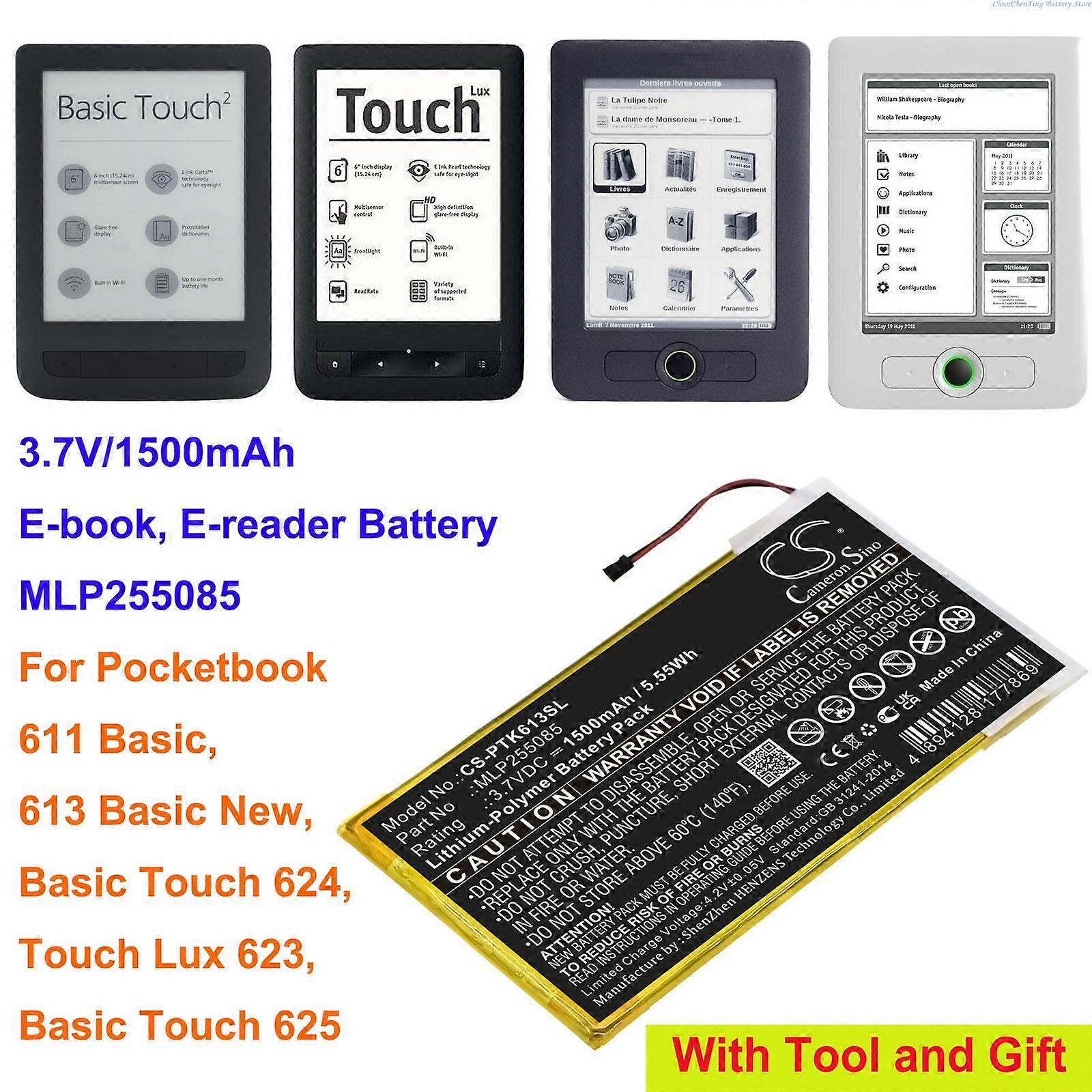 1500mAh E-Reader Akku für Pocketbook 611 Basic, 613 Basic Neu, Basic Touch 624, Touch Lux 623, Basic Touch 625