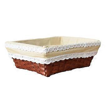 Ventilated Woven Storage Basket Strong Load-bearing Wood Cotton Flax Lace Woven Storage Box for Bedr