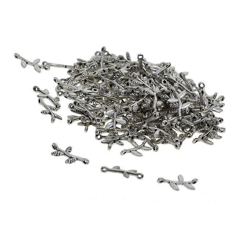 100Pcs Tibetan Silver  3D Rose Leaf  Dangle Charms Connector  DIY Making