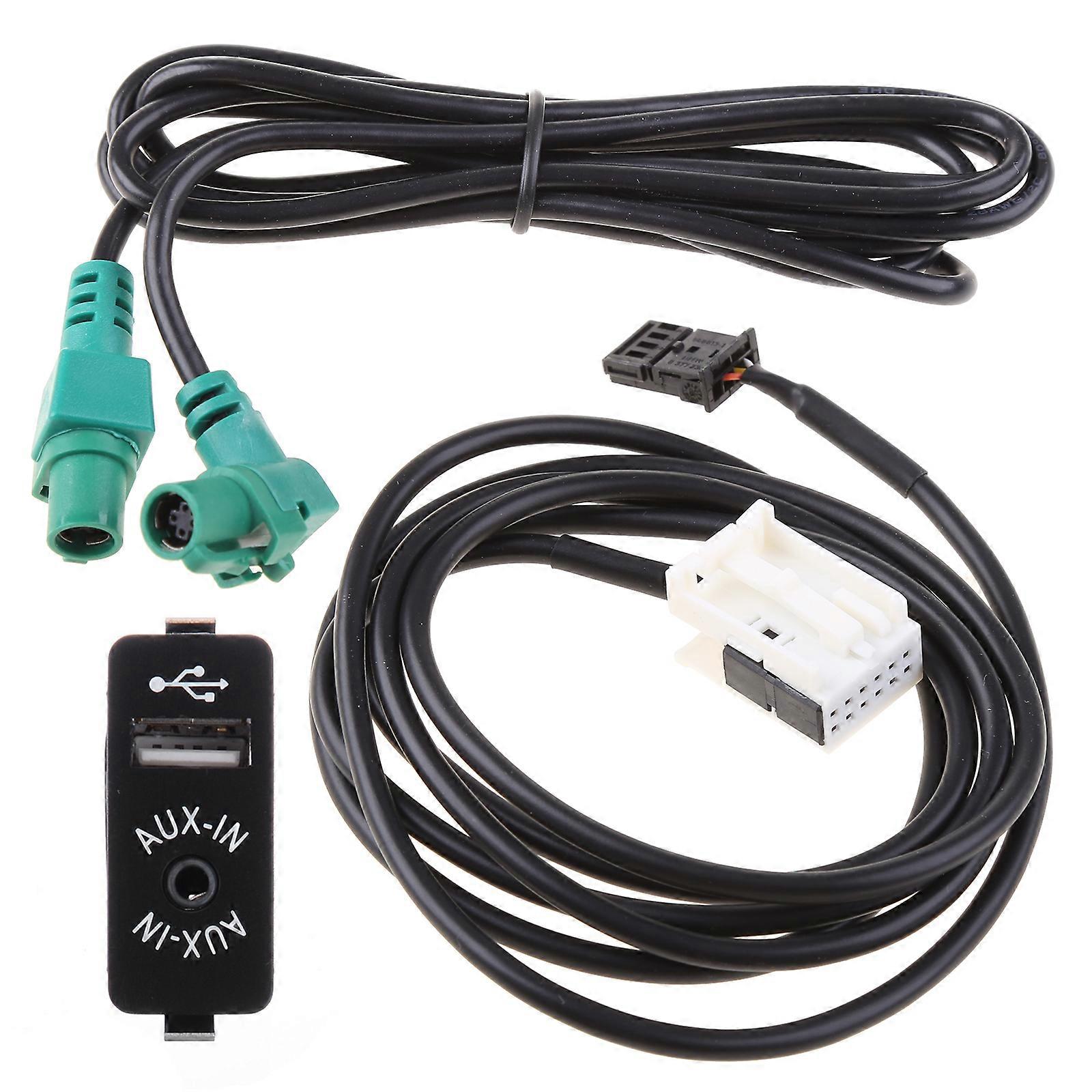 AUX USB Biluttag Switch Ljud + Kabel För E60 E61 E63 E64 E87 E90 E70 F25