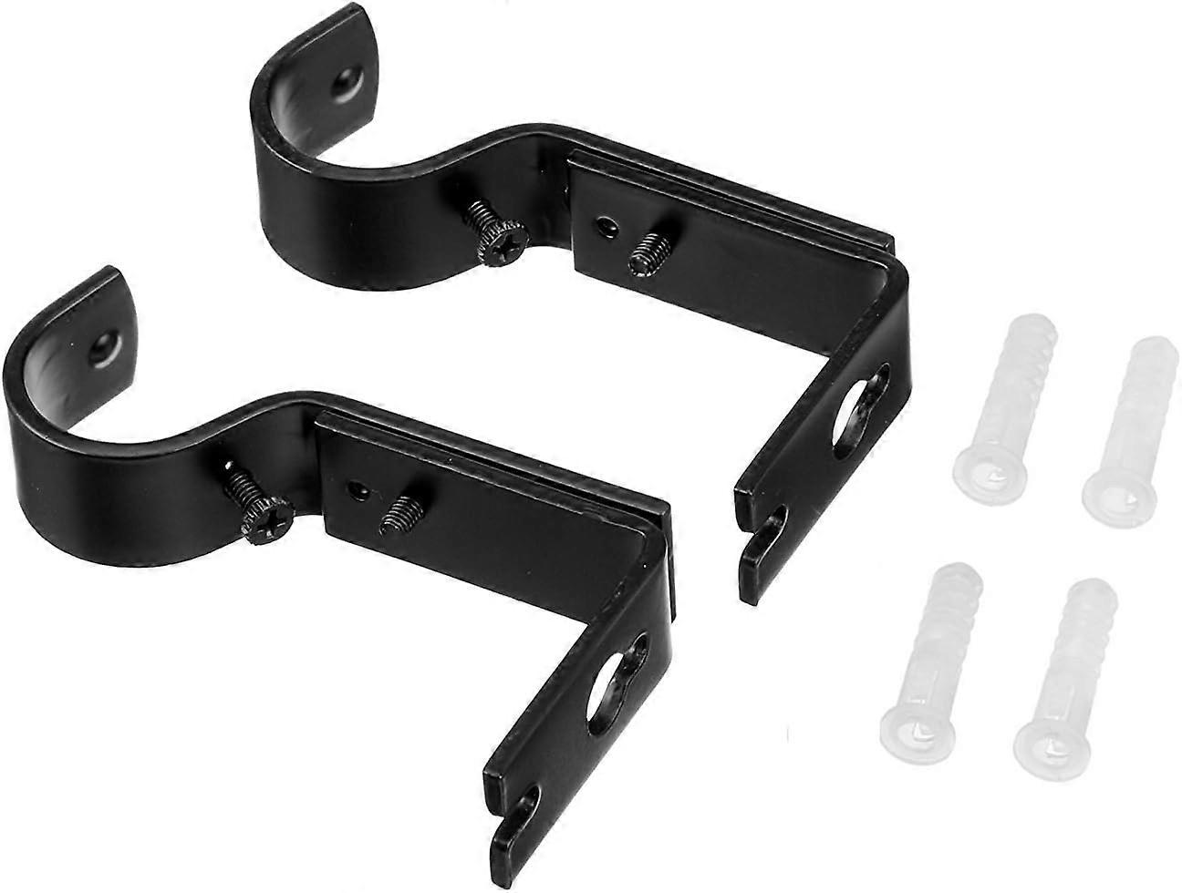 Adjustable Curtain Rod Wall Bracket, Set of 2, Black