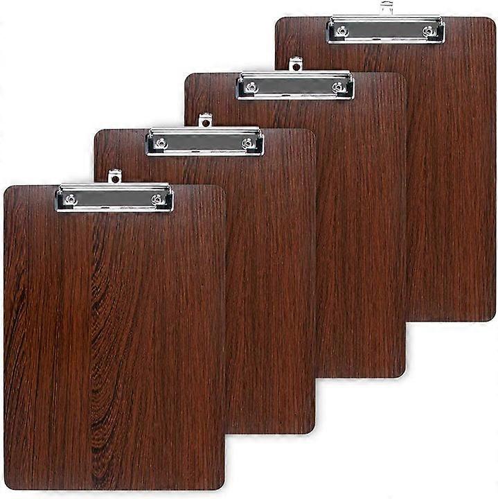 A5 Clipboard with Clip - 4 Pack - Clipboards, A5 Document Folder with Low Profile Clip - A5 Size Clipboard for Office, Classroom, Restaurant (Coffee C