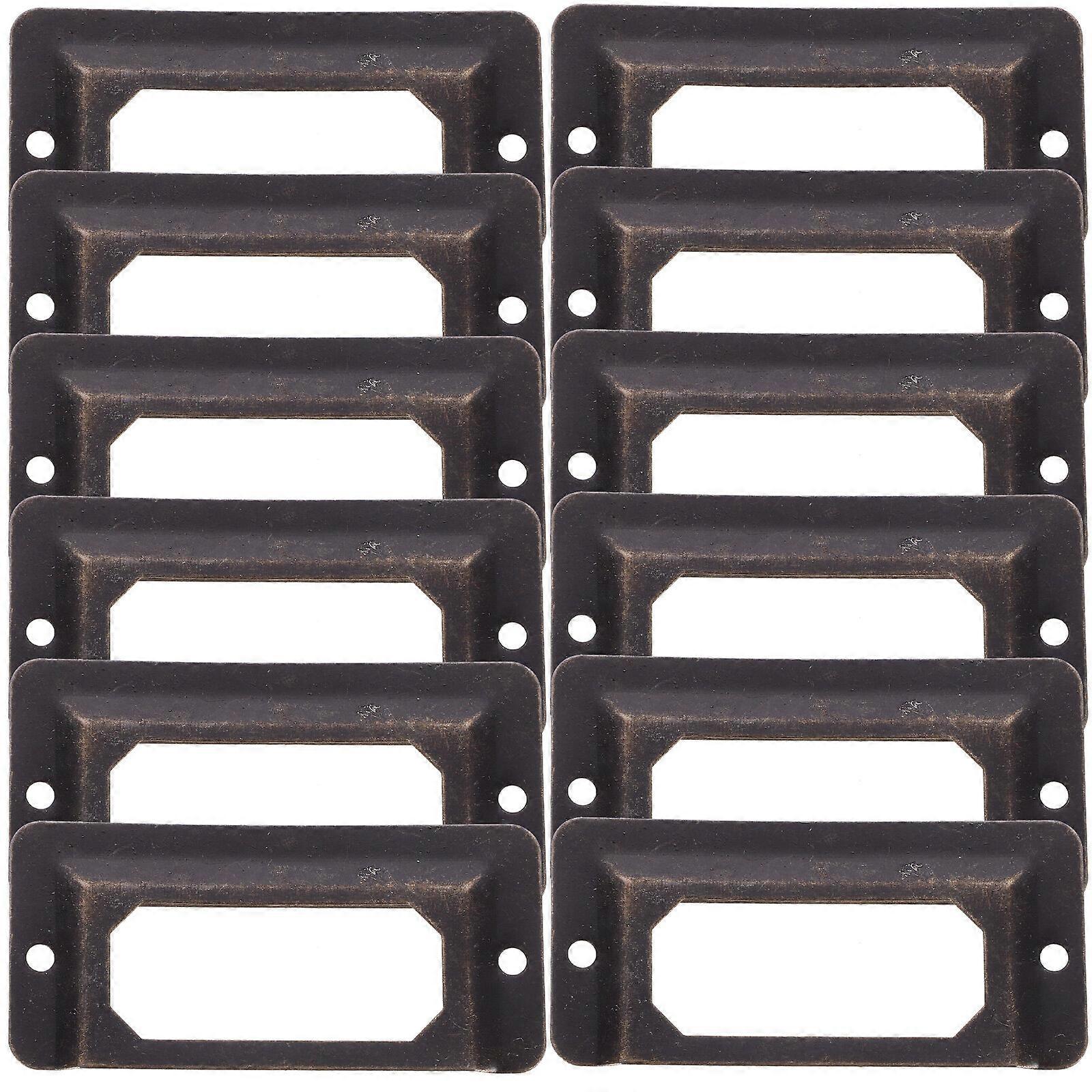 12Pcs Metal Label Holder Frames Drawer Cabinet Label Frames Retro Label Holder