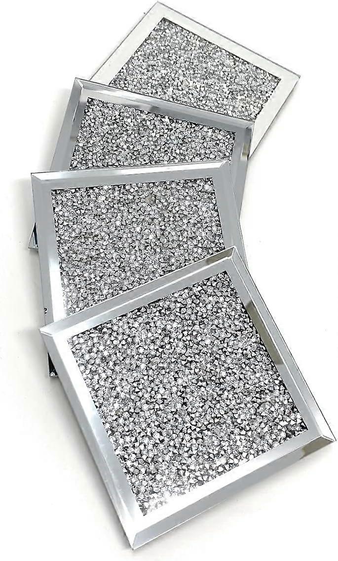 Multi Crystal Coasters | For Adults | Multicolor Accessory, Silver Glitter