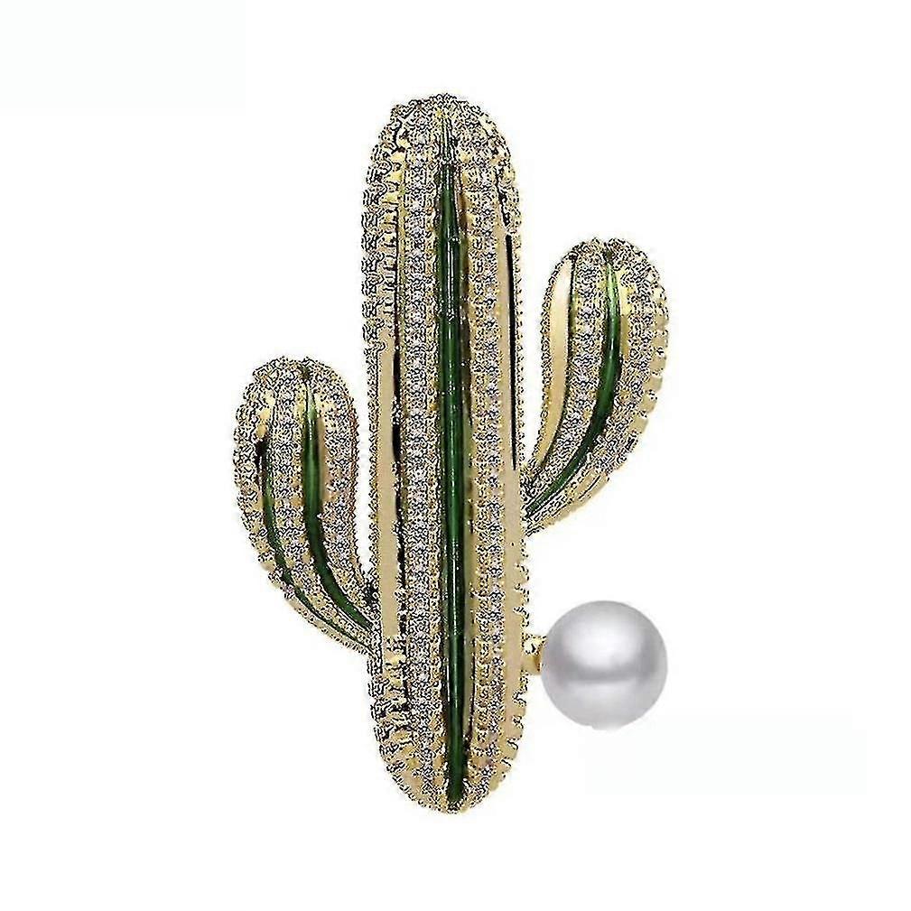 Cactus Dames Broche Strass Broche Pin Groen