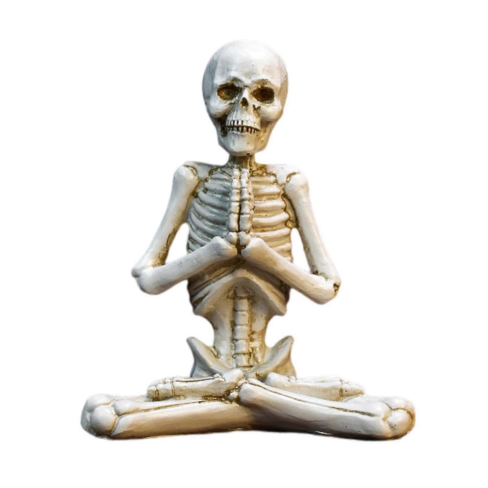 MengXi Halloween Yoga Scheletro Regali Divertenti Anti-sbiadimento Collezionismo Horror Festival Prop Resina Artigianato Ghost Festival Desktop Scheletro Figurina per Interni
