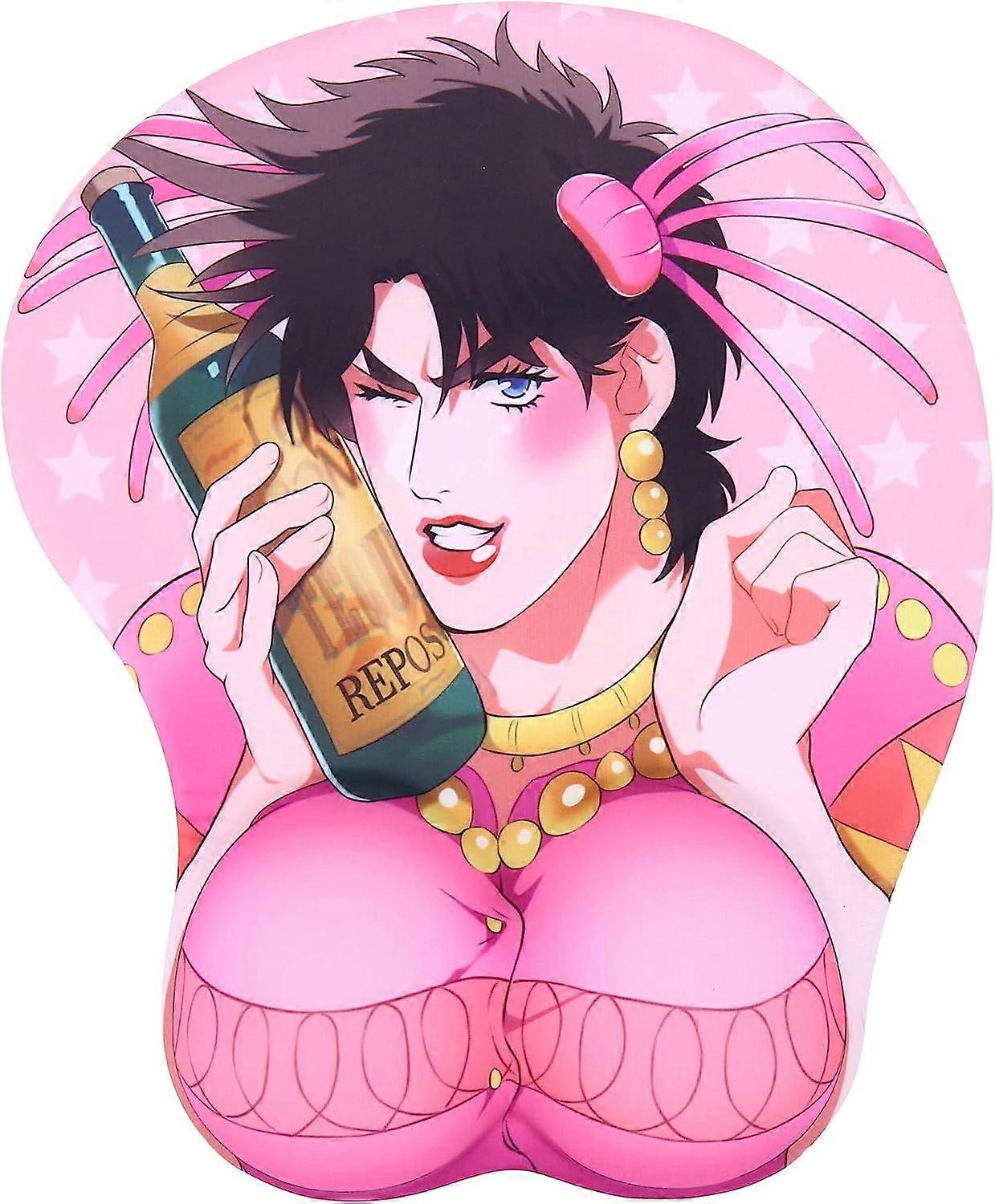 Joseph Joestar Pink Anime 3D Mouse Pad with Soft Wrist Rest Gaming 3D Mousepads 2Way Skin (MP-Joestar P)