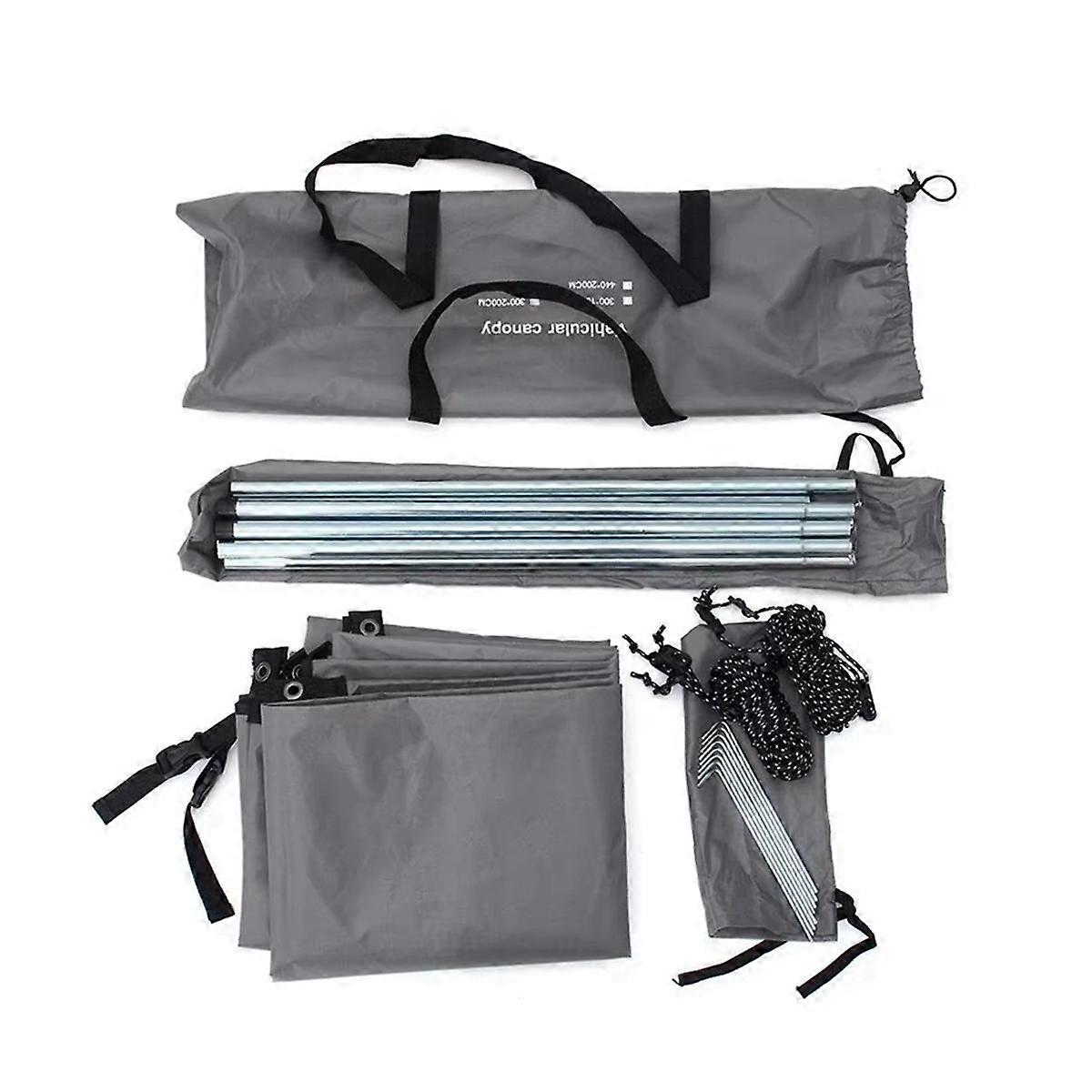 Portable Car Shelter Shade Camping Side Car Roof Top Tent Anti-UV Sunshade Waterproof Awning Parasol Rain Canopy,Gray