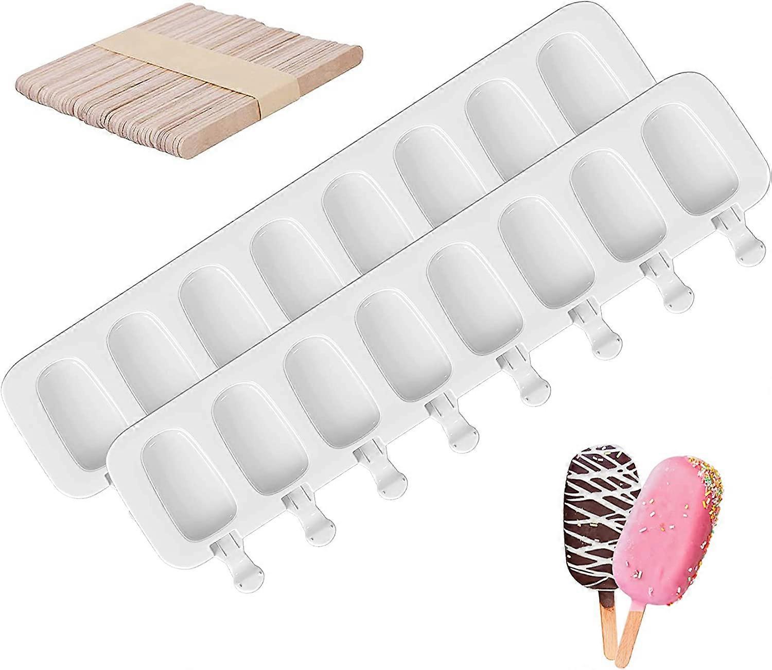 2 قطعة 8 تجاويف سيليكون الآيس كريم العفن BPA الحرة قابلة لإعادة الاستخدام المصاصة العفن 50 عصي خشبية