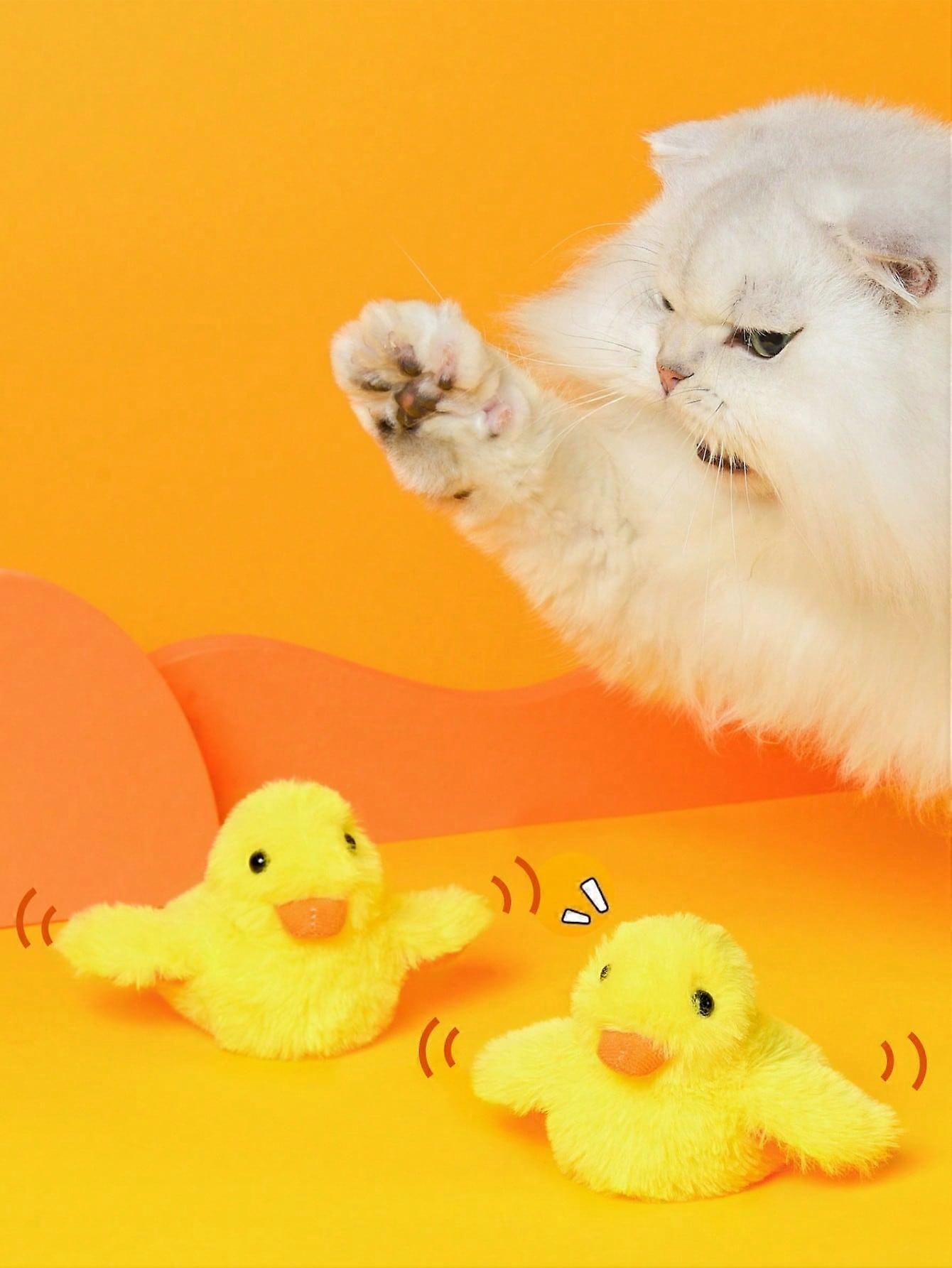 1pc Electric Sound Emitting Duckling Interactive Cat Toy, Simulated Duck Sound Toy, Attracts Cat's Interest, Rechargeable (Adapter Not Included)