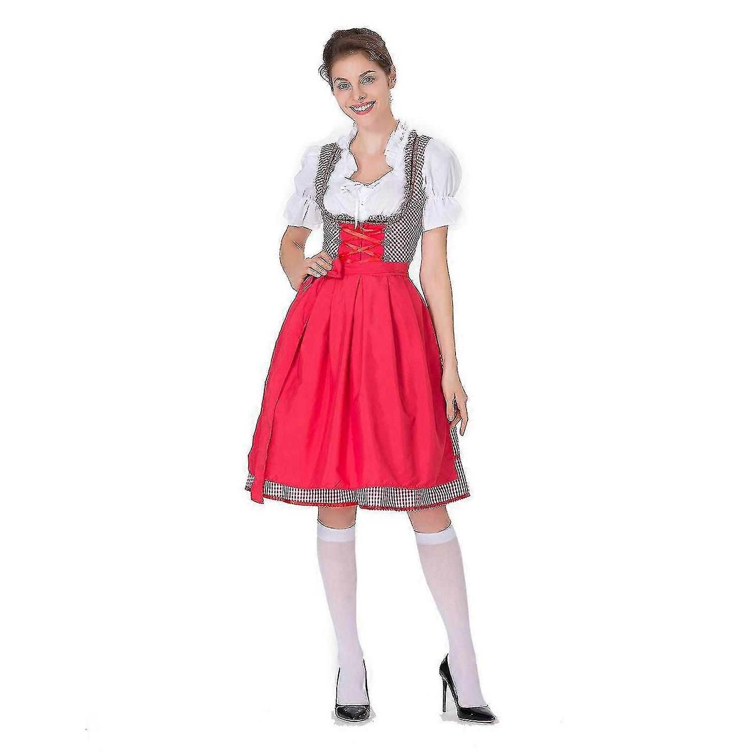 Dámské Dirndl Midi šaty Dirndl Šaty 3-dílné kostýmové šaty Set včetně krajky Dirndl Zástěra Kostým
