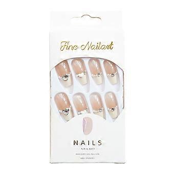 French Full Cover False Nails Creamy White T Type Stick On Nails Gel Nail Kit  Glue Models