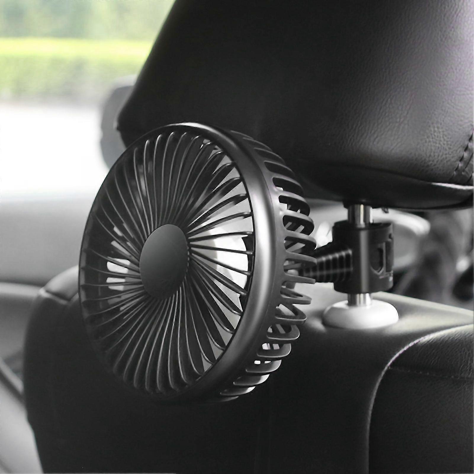Car Fan Low Noise Angle Adjustable Rotatable Safety Grid Design USB Charging Single Head Fan 12V 24VSingle Head Backrest