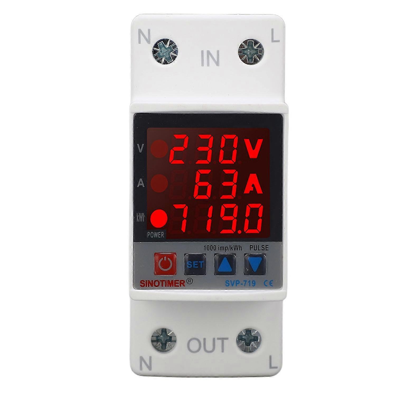Over Under Voltage Protector Adjustable Self Resetting Intelligent Voltage Protective Device AC220V