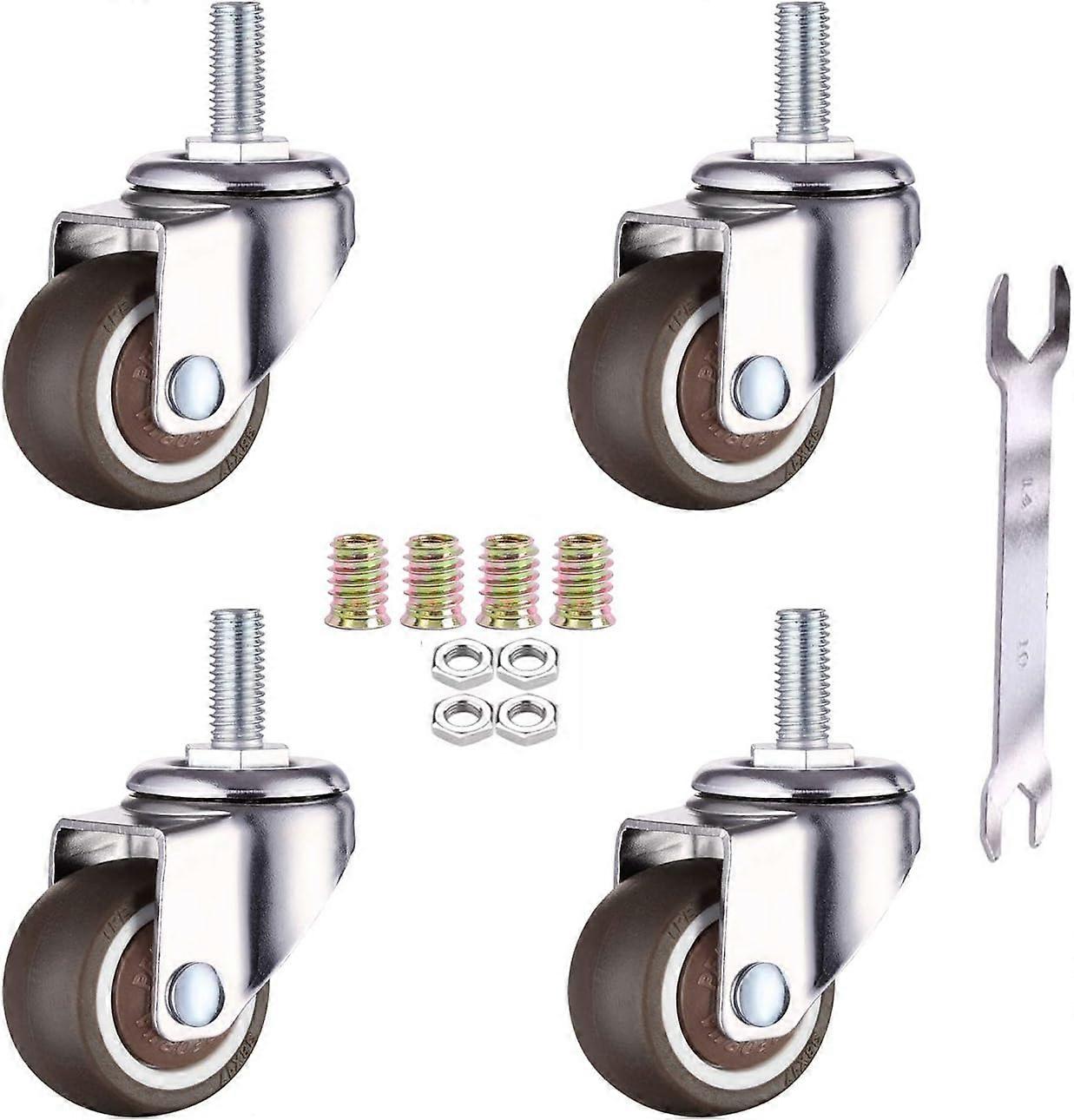Locking Mini Casters Quiet Threaded Stem