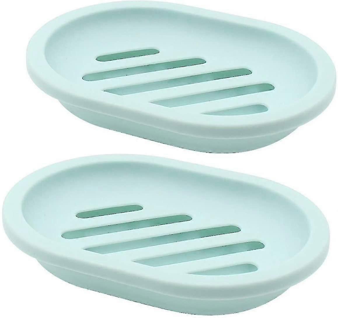 2-pack Soap Dish With Drain,  (green) 13*9.5*2.7 Cm