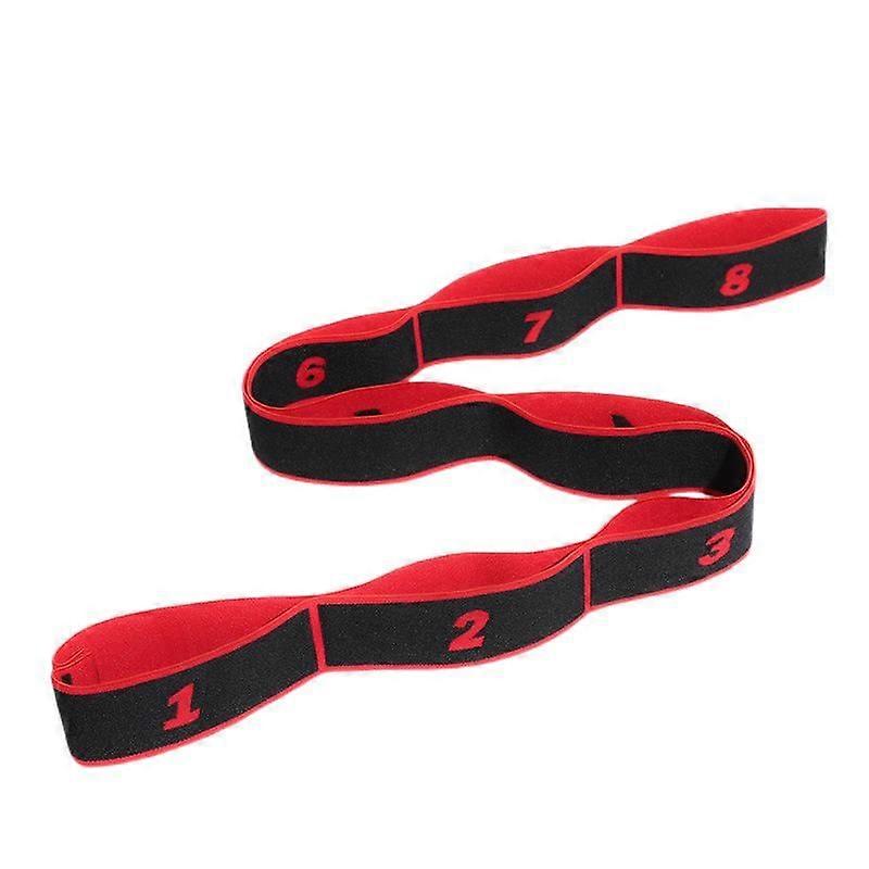 Yoga Stretch Band Fitness Rally Band Resistance Band Elastic Band Digital Stretch Band (Eight grid--red and black)