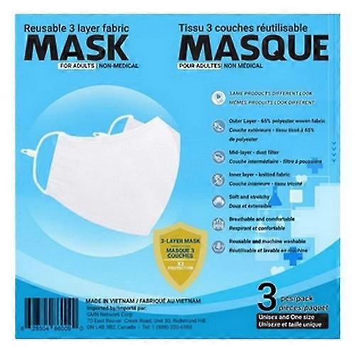 Sequence Health Mask for Adults White, 3 Pack