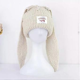Coelho bonito orelha longa chapéu malha chapéu quente boné carta boné unissex gorro gorro longo orelha chapéu crochê malha chapéu coelho