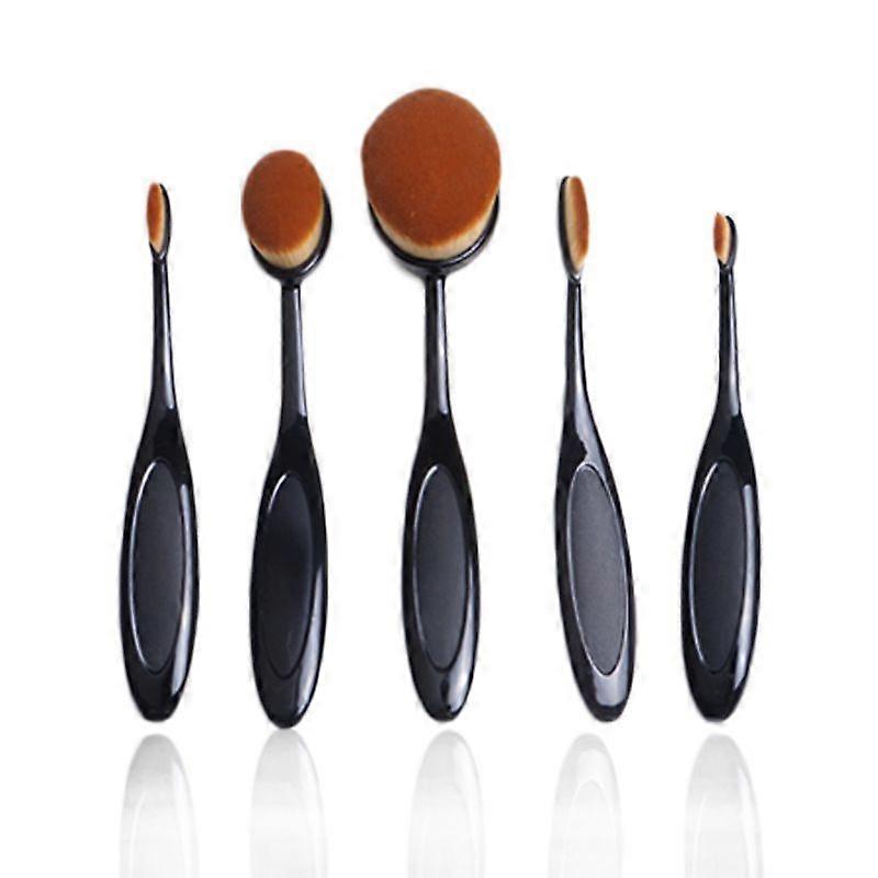 Oval Large Makeup Brushes for Fast Flawless Cream Application, 5-Pack