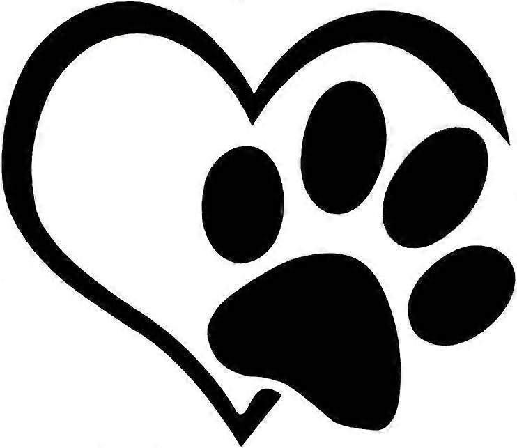 Car sticker - Paw design with a black heart.