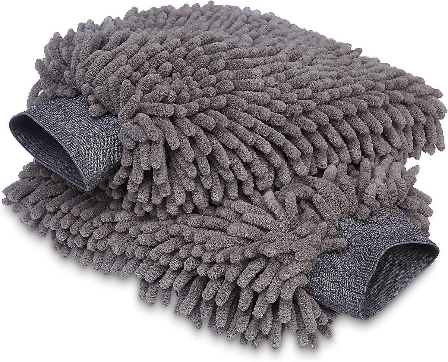 Deluxe Microfiber Car Wash Mitt, 2-Pack, Gray