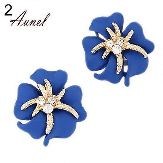 Modish Flower Starfish Charm Rhinestone Ear Studs Earrings Gift