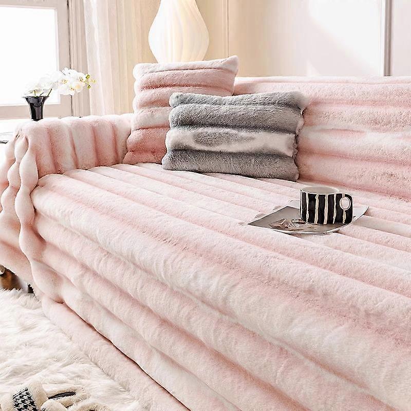 Rabbit Plush Sofa Cushion Winter Plush Cushion Thickened French Style Light Luxury Non-Slip Sofa Cover Cover Towel