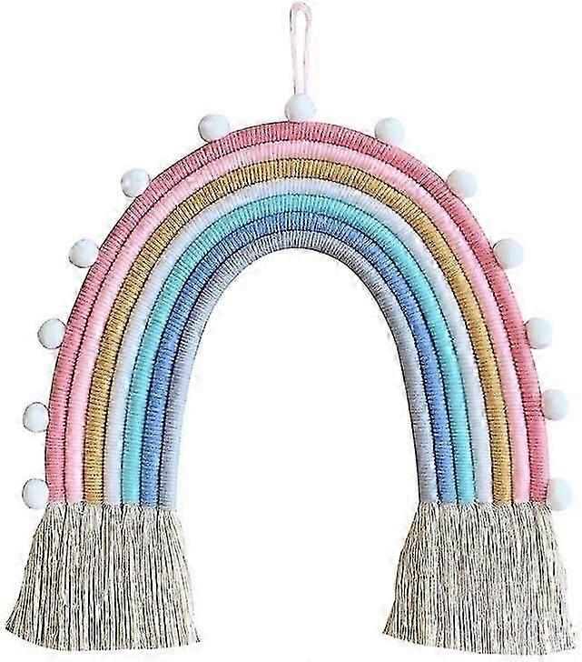 Rainbow Wall Decor Hanging Room boho Small Tapestry, Woven Decorative with Tassel