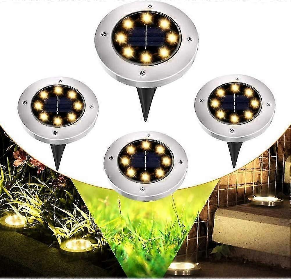 Solar Garden Light - 8LED Underground Light, Waterproof Path Light Solar Powered, 4 Pack