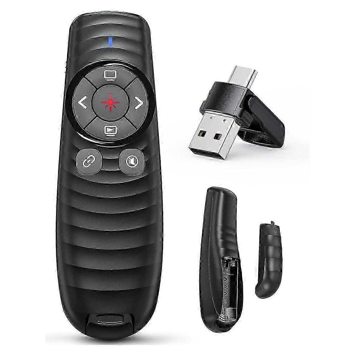 Präsentationsklicker 2-in-1 USB / Typ C Wireless Presenter Clicker, PPT Fernbedienung Rot kompatibler PC / Laptop, von hoher Qualität