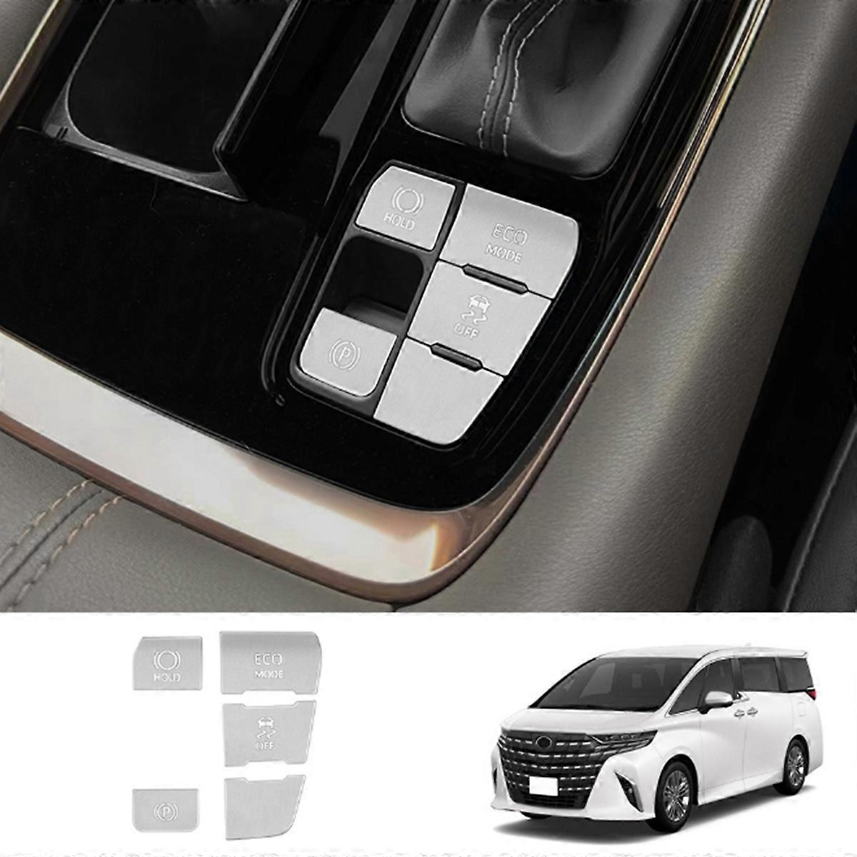 Car Electronic Handbrake Button Sticker Aluminum for Silver