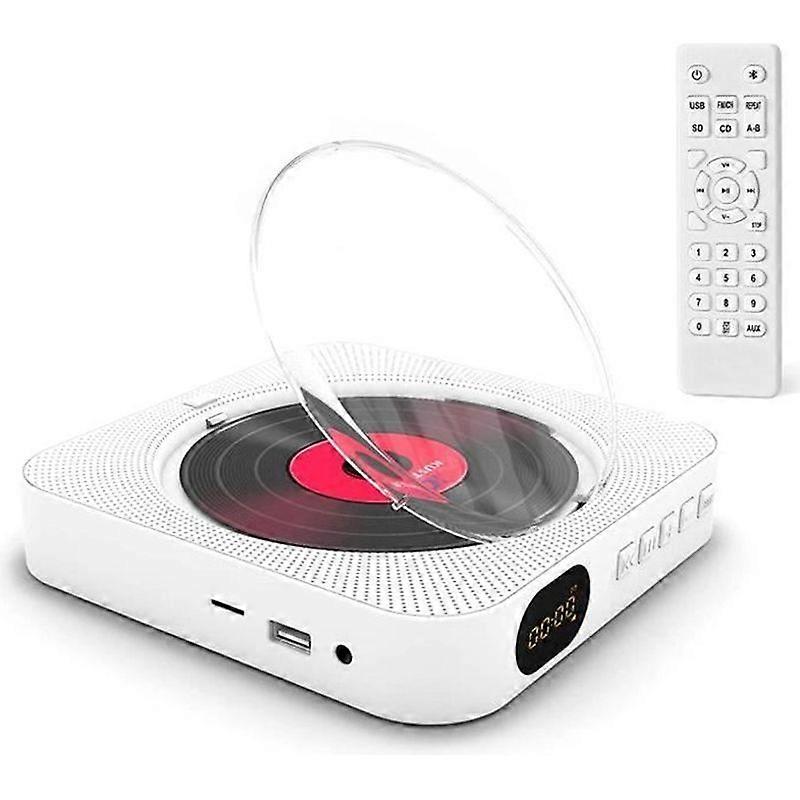 Portable CD Player Bluetooth Wall Mountable Built-in HiFi Speakers Home Audio Boombox with Remote Control FM Radio