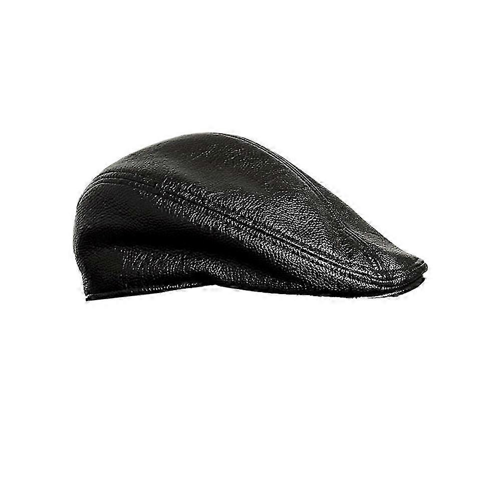 Vintage Style Leather Solid Cap Newsboy Men Flat Hat Driving Cabbie Hat
