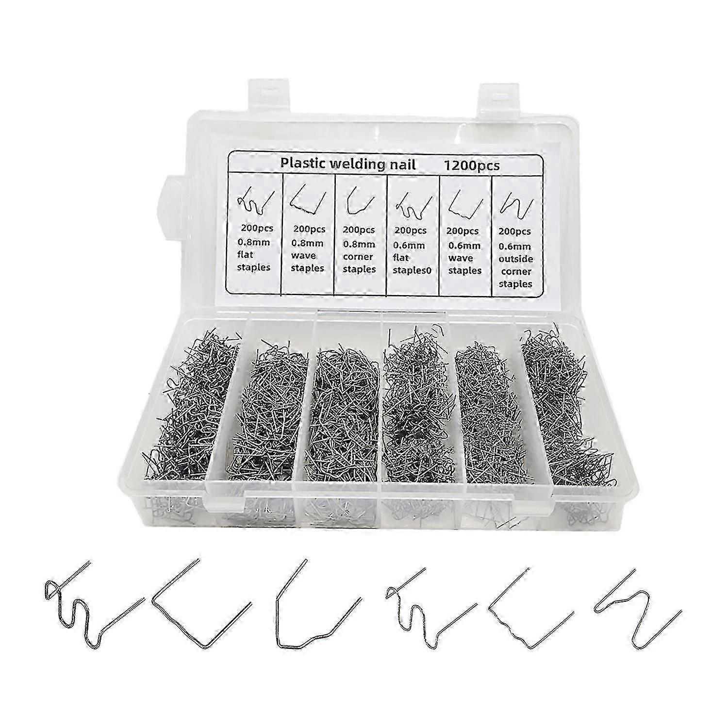 Plastic welding staples for auto repair - 1200pcs bumper fixing set