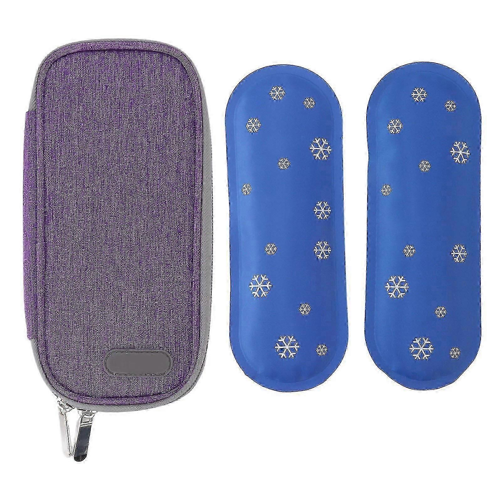 حالة تبريد برودة الأنسولين مع 2 حزم ثلج حقيبة عزل تبريد طبية محمولة للسفر في الهواء الطلق