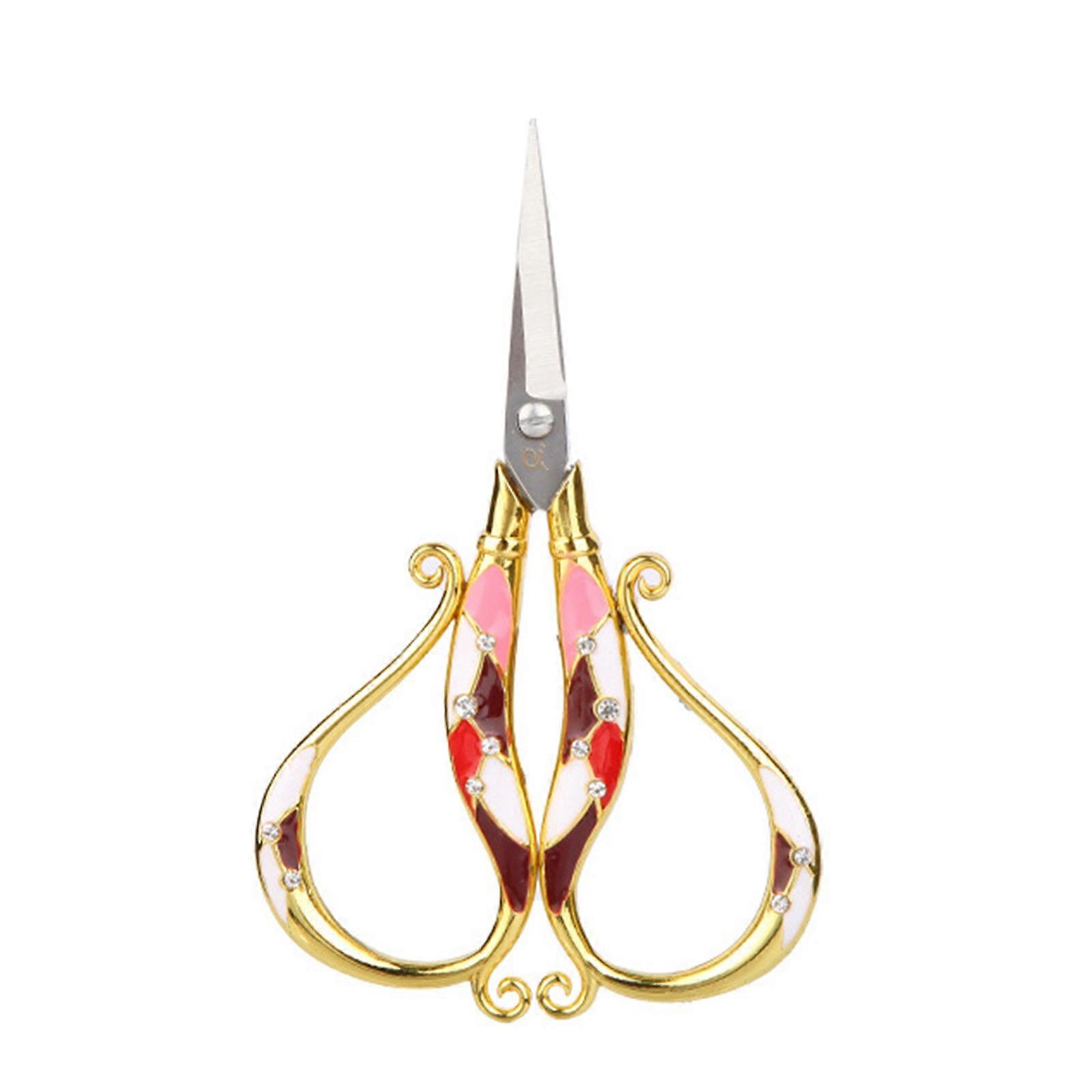 Retro Embroidery Scissors Portable Sewing Scissors Straight for Sharp Tip Fabric Scissors for Cutting Fabric Satins Silk