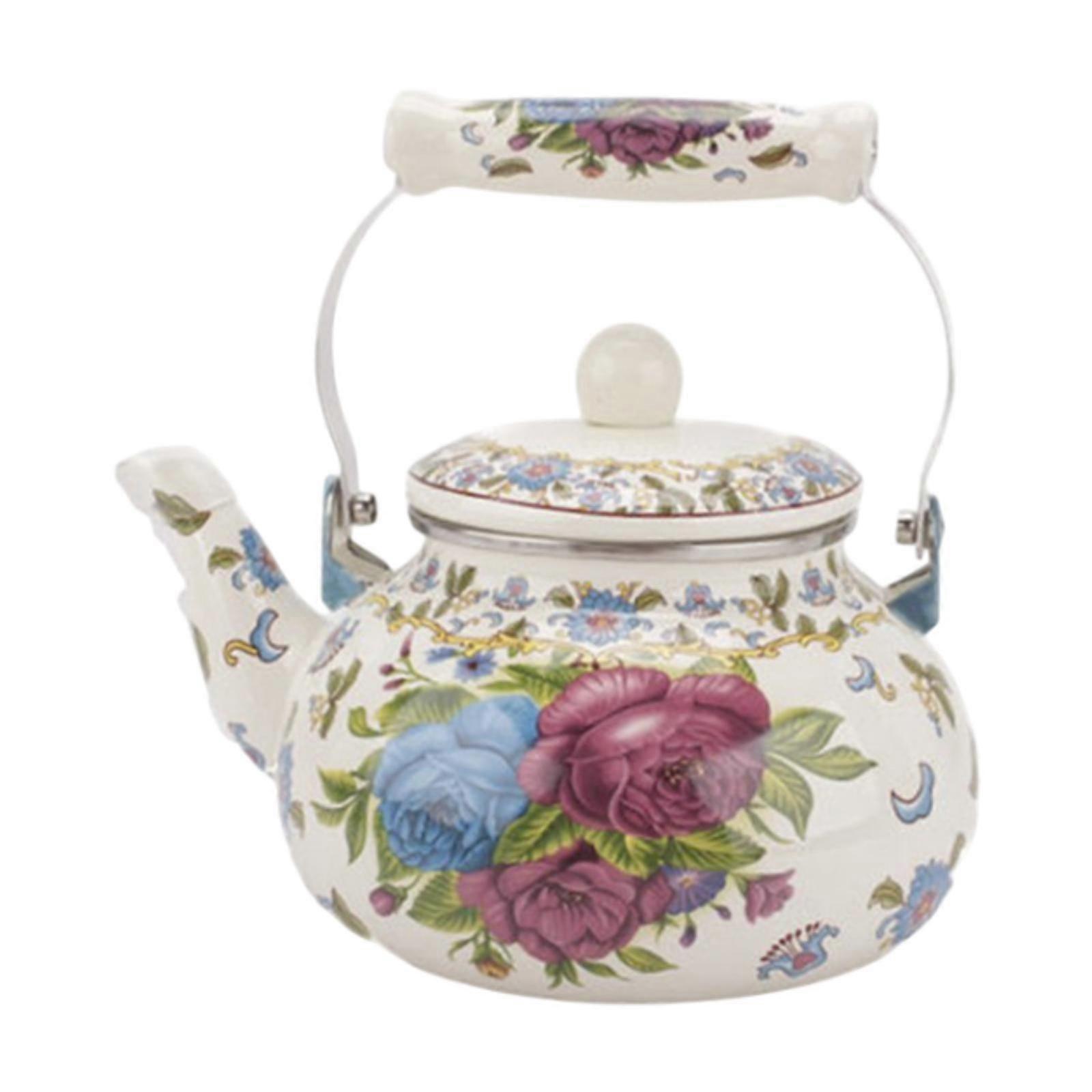搪瓷茶壶，花卉搪瓷茶壶，2.5L圣诞礼物茶壶，热水茶