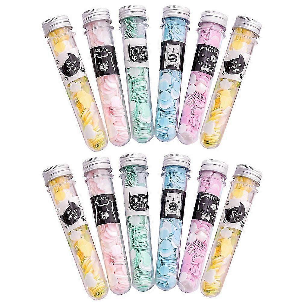 12Pcs Mini Portable Soap Sheets Disposable Soap Confetti Cleaning Soap Flakes Hand Washing Soap Paper for Outdoor Travel (Random Pattern)