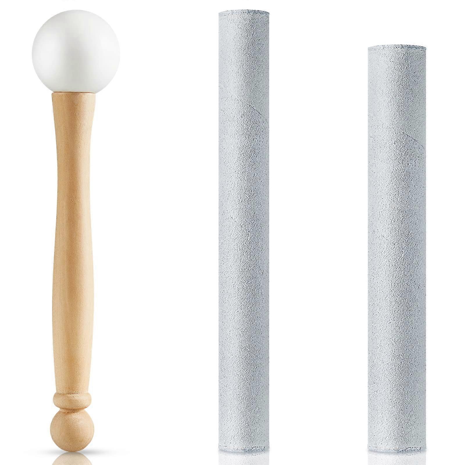 3 Pieces Crystal Singing Bowl Mallet Set, Include Suede Thick Striker, Sound Bowl Stick, Rubber Mallet