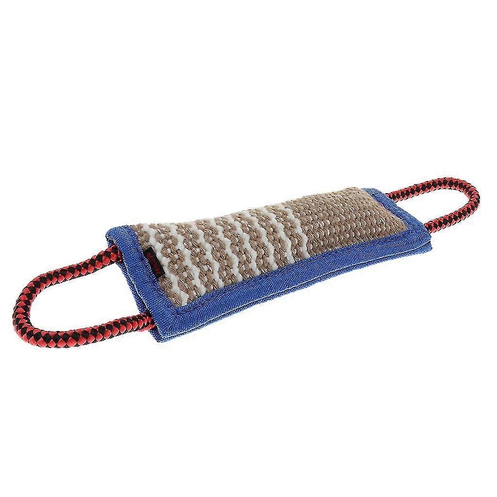 Dog Tug Toy Bite Chew Pillow - Strong Dog Pull Toy with 2 Rope Handles  Red