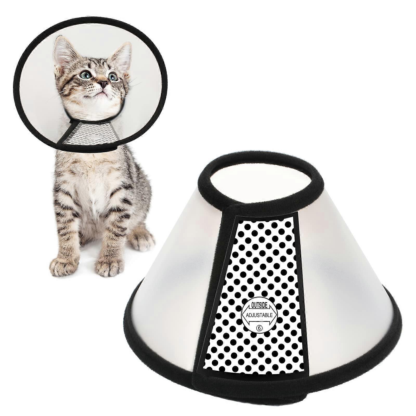 Adjustable Recovery Pet Cone E-Collar for Cats, Kittens, and Rabbits, Soft Plastic Elizabeth Collar in Multiple Sizes