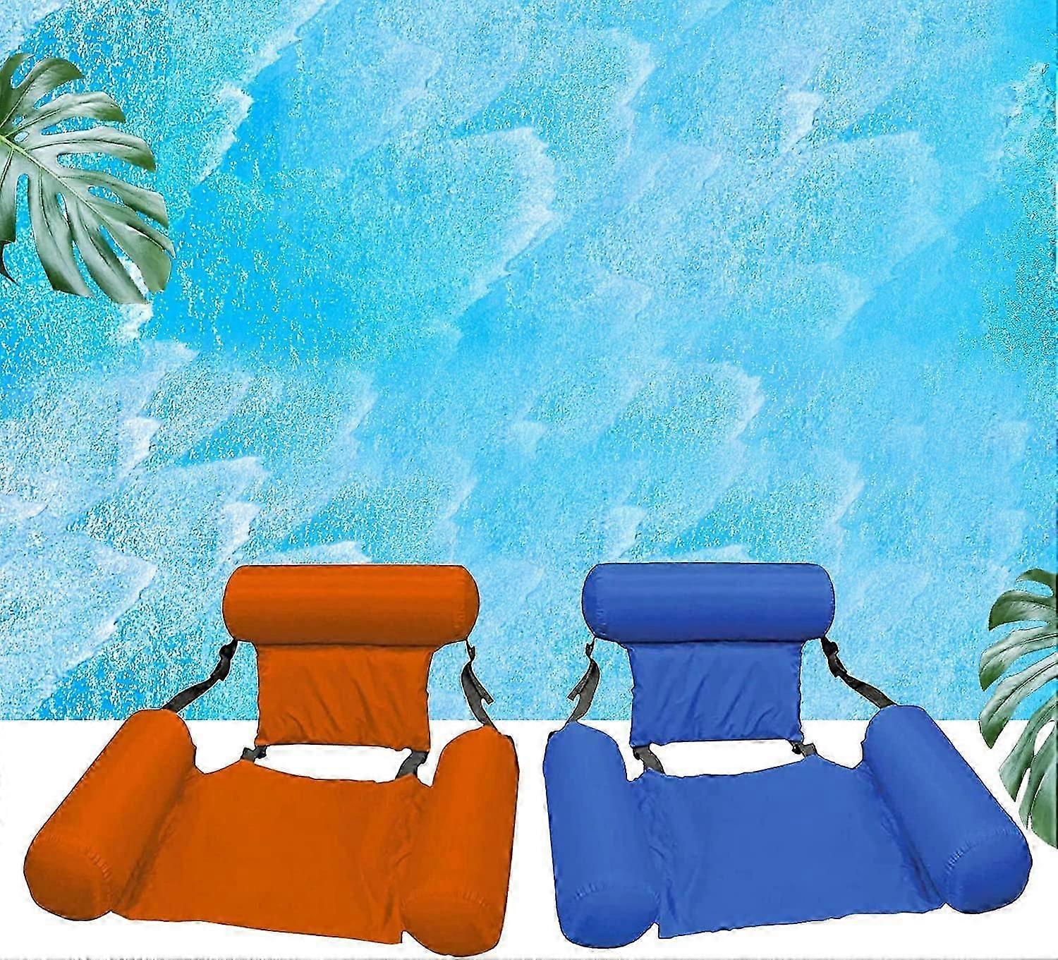 Swimming Pool Hammock Floating Bed ,Portable, 2 Pack (Blue+Orange)