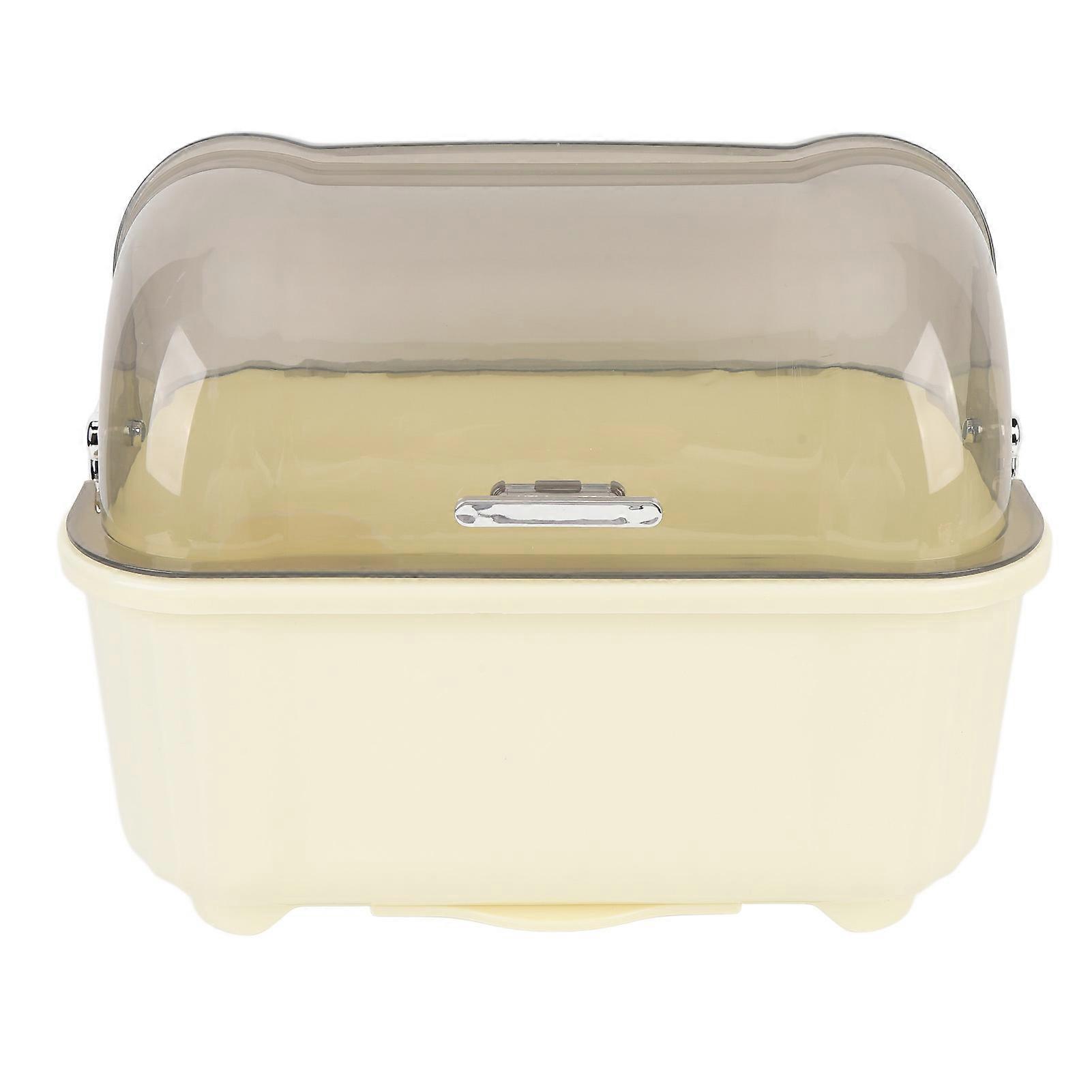 Dish Drying Box Effective Drainage Large Capacity PP Plastic Bowl Dish Dryer Holder with Dust Proof Cover for Kitchen