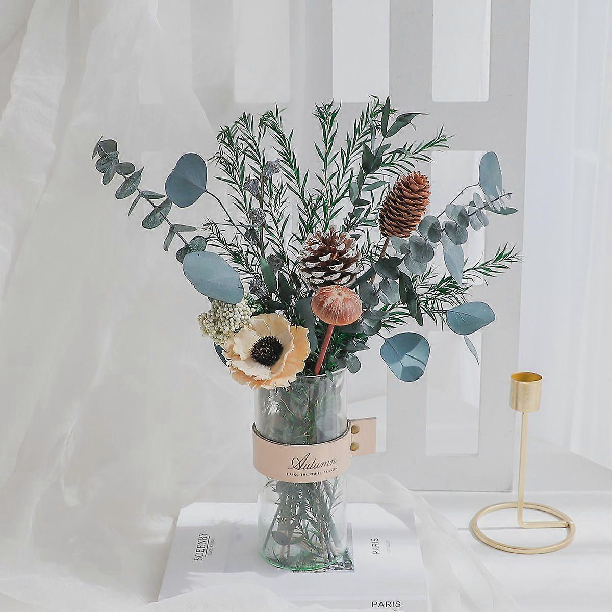 Redkid 1set Bouquet Décoratif de Fleurs Séchées Naturel Vraies Fleurs Sechees Eucalyptus Bouquet Mar